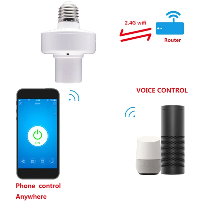 Inteligent Bec Adaptor Suport Lampă Baza AC WiFi Inteligent Viața Ewelink Wireless Control Vocal cu Alexa de Start Google E27 E26 85-26
