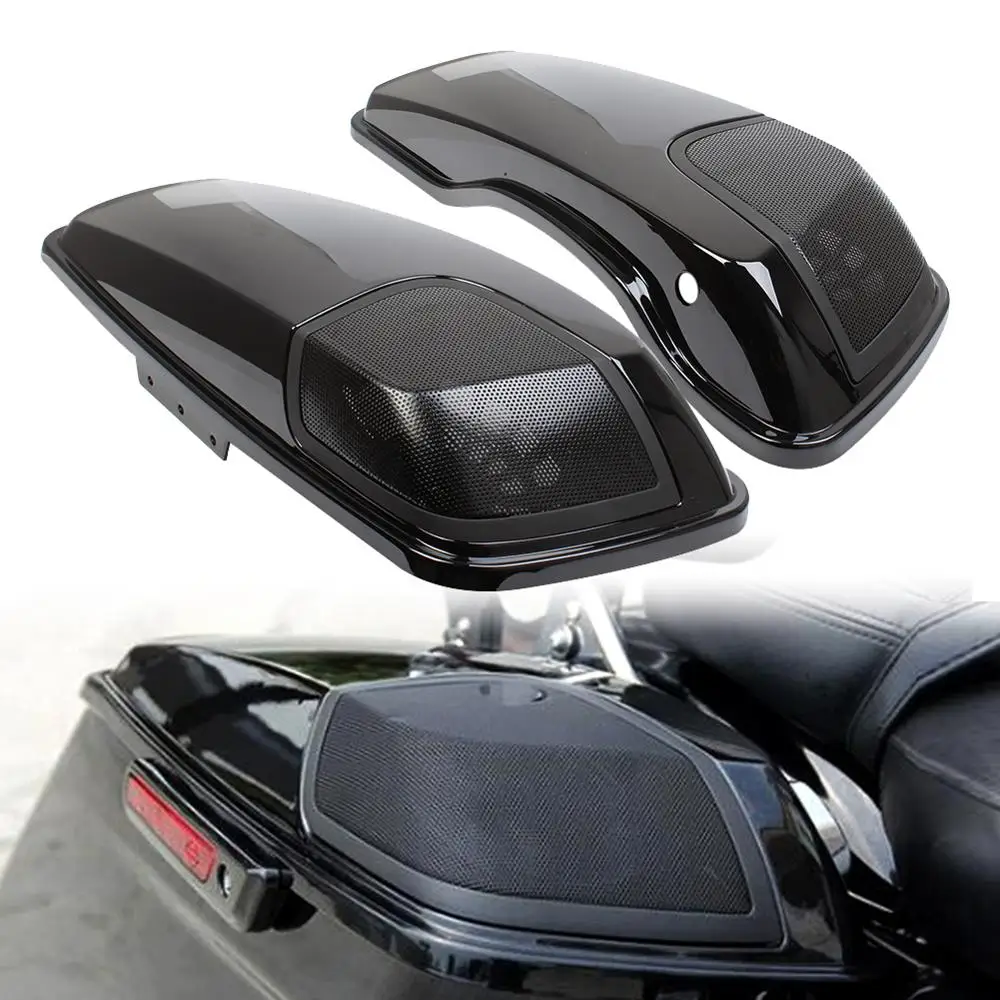 1 Pereche de Motociclete Lumină Neagră Desagii Vorbitor Capace Pentru Touring Harley Road King Strada Electra Glide CVO FLHXSE-2019