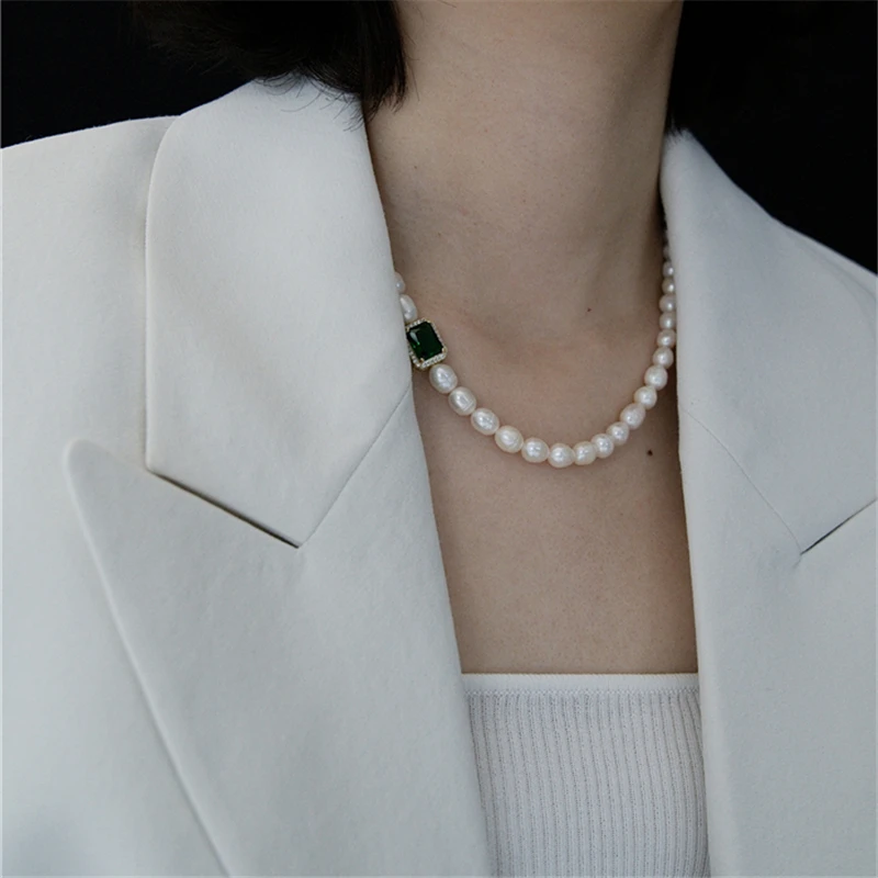 HUANZHI 2020 Nouă Naturale, Perle de apă Dulce Geometrice zircon mai Multe purtand metode Colier Vintage Pentru Femei Partid Bijuterii