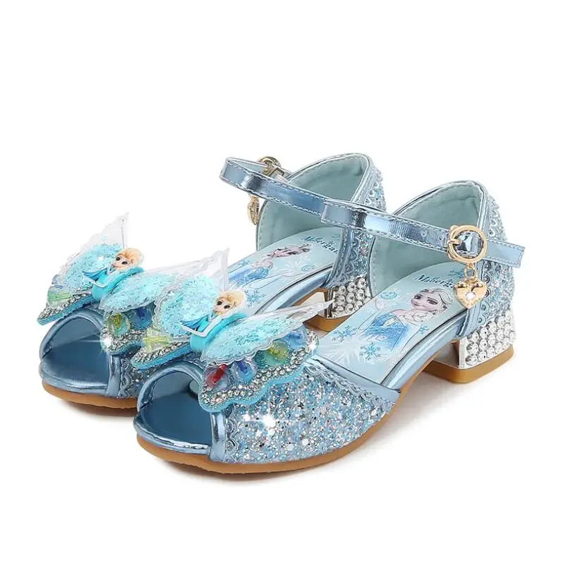 Disney Copii De Moda Elsa Printesa Sandale Copii Fete Pantofi De Nunta Tocuri Inalte Pantofi Rochie Papion Desene Animate Fete De Sandale