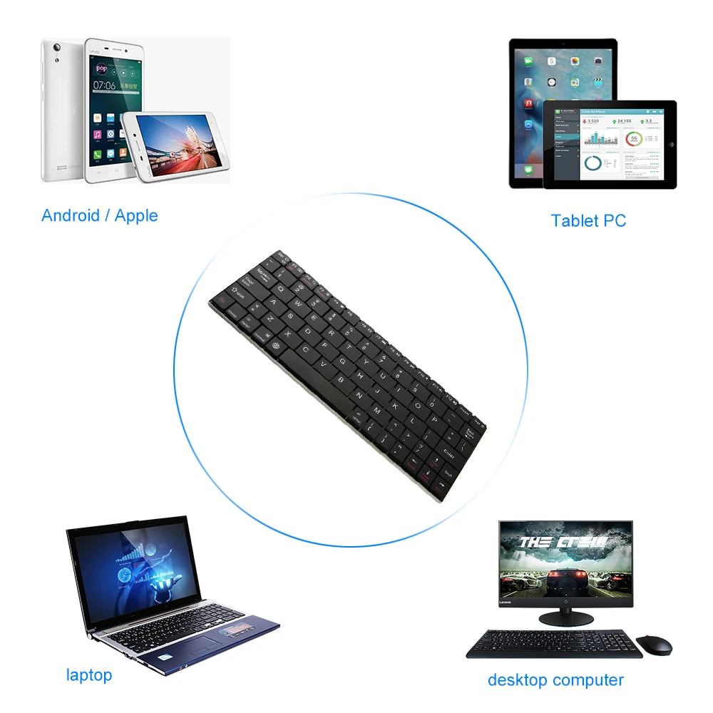 CHYI Bluetooth Wireless Keyboard PCB Ultra Subțire de Jocuri pe Calculator Metal Ergonomic PC de Masa Mini-Tastatura Pentru Laptop, Notebook Desktop