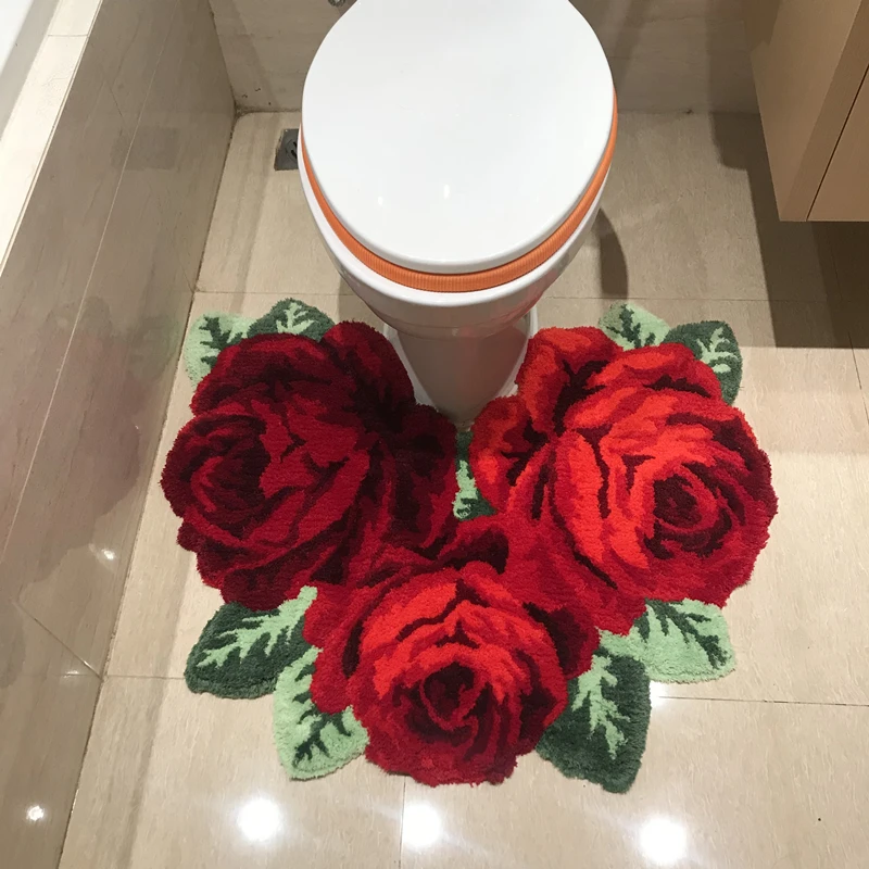 3D Rose Red Carpet Covor Baie Dormitor Living Covorul Roz de Trandafir Flori Covor Covor Baie Mat