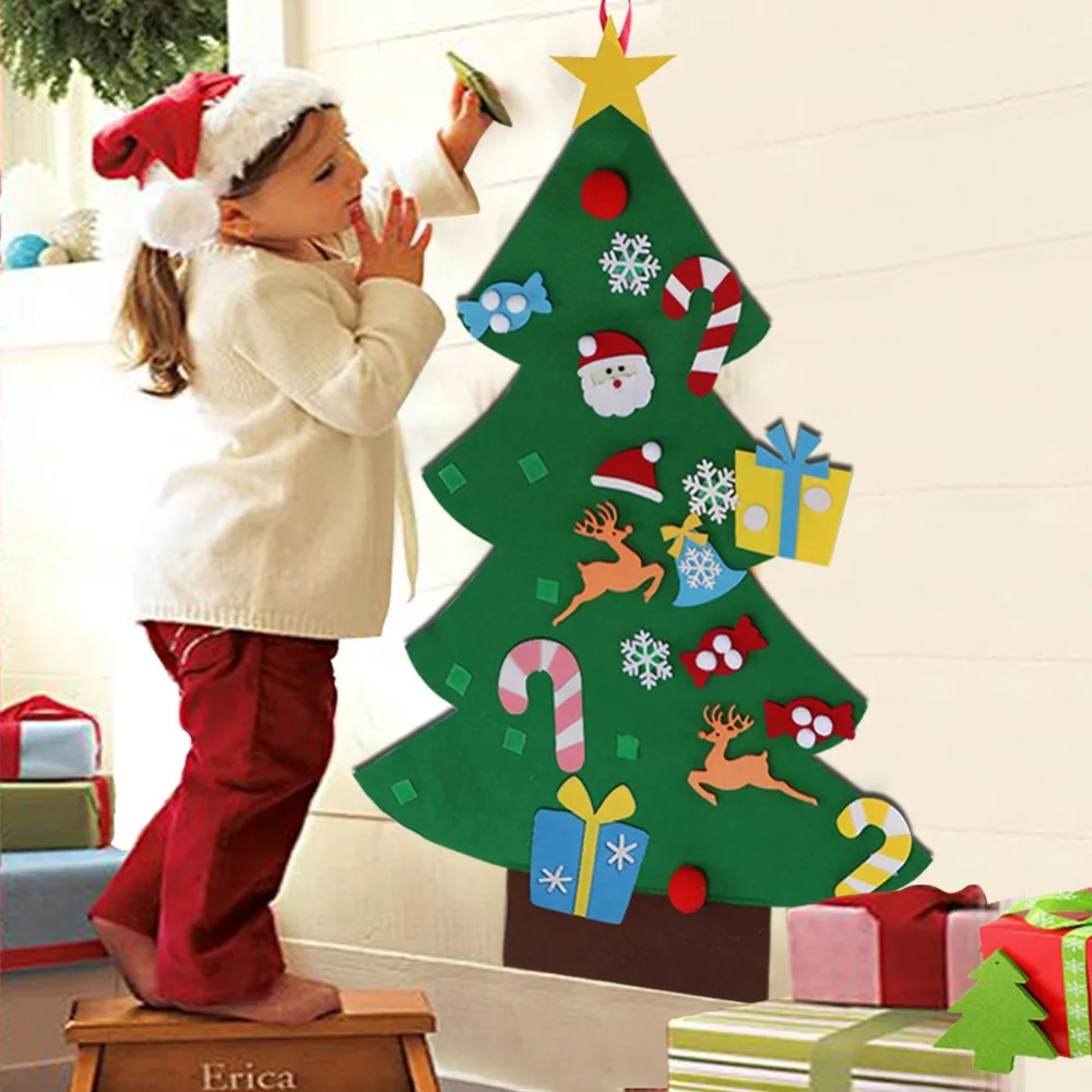 Pomul de crăciun 3D simțit pom de Crăciun DIY copii Caldă Copii Ornamente de Crăciun Cadouri de Anul Nou Ușa de Perete Decor