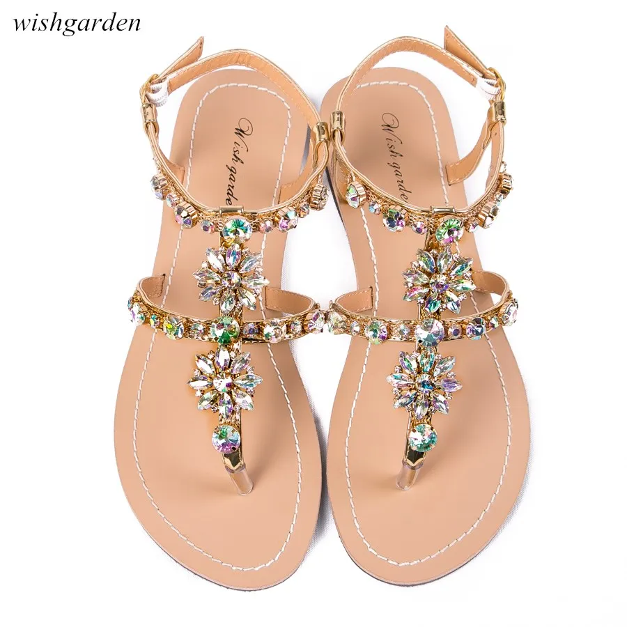 20 de NOI de Vara pentru Femei Diamond Sandale thong Beach stralucitoare de cristal flip-flops Pantofi Casual Femei boho T-curea Papuci de casă Plus dimensiune
