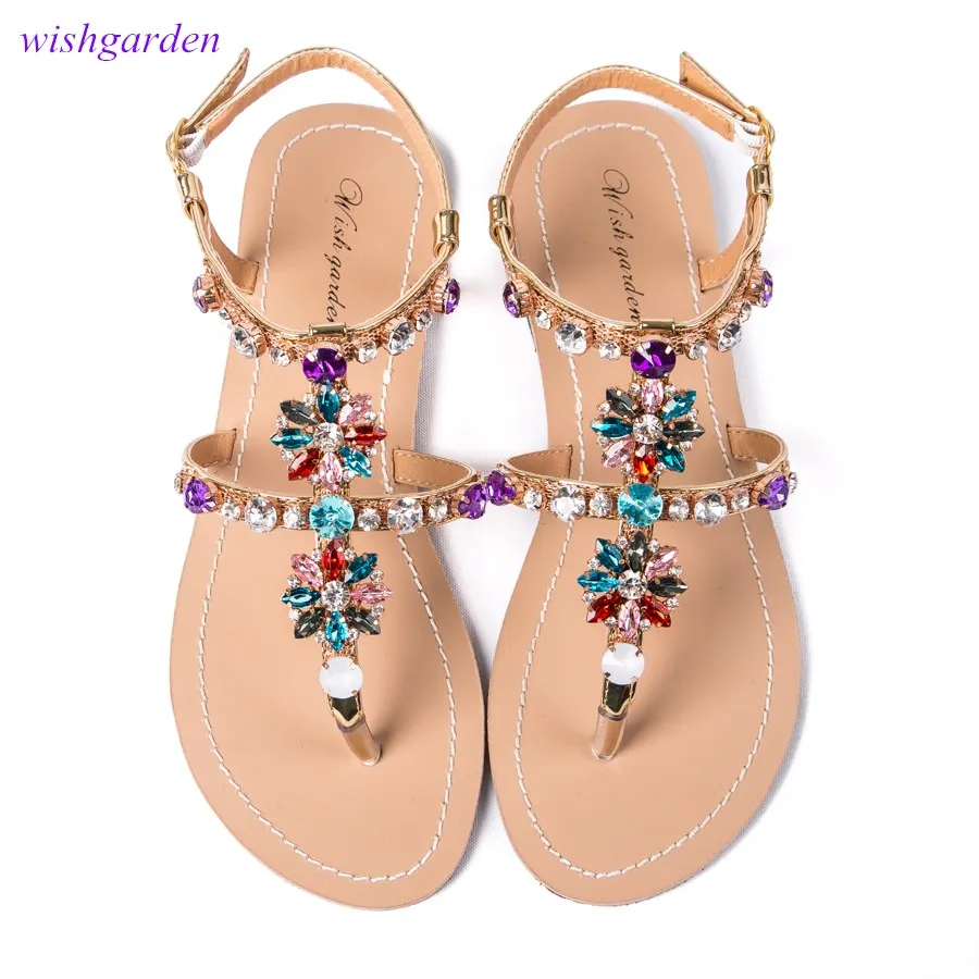 20 de NOI de Vara pentru Femei Diamond Sandale thong Beach stralucitoare de cristal flip-flops Pantofi Casual Femei boho T-curea Papuci de casă Plus dimensiune