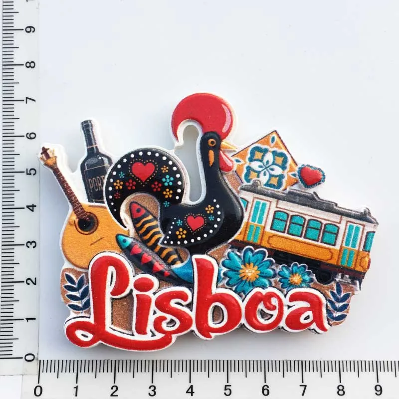 Portugalia magnet de frigider de la Lisabona cocoș frigider magnetice, autocolant de călătorie de suveniruri autocolant