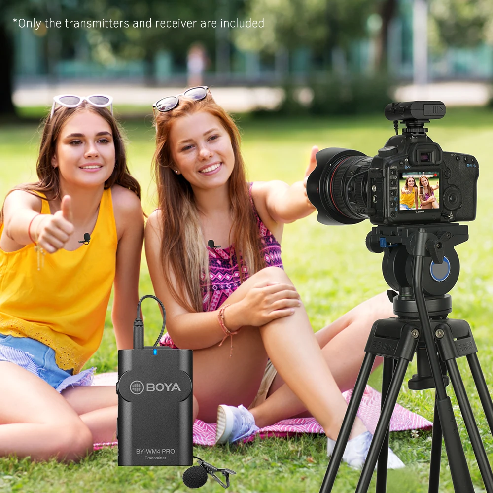 BOYA BY-WM4 Por 2.4 G microfon wireless Sistem Emițătoare + Un Receptor cu Greu de Caz pentru DSLR aparat de Fotografiat Smartphone