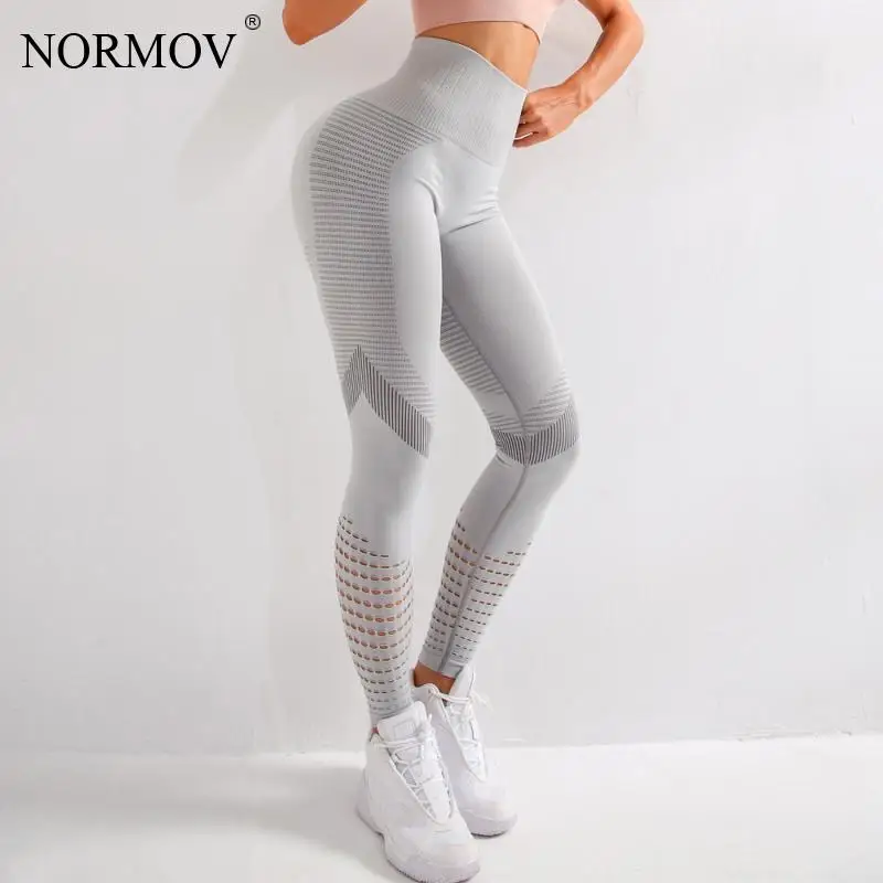 NORMOV Femei fără Sudură de Fitness Jambiere Respirabil Femei Talie Mare Push-Up Leggins uscare Rapidă Antrenament Jambiere Femme Jegging