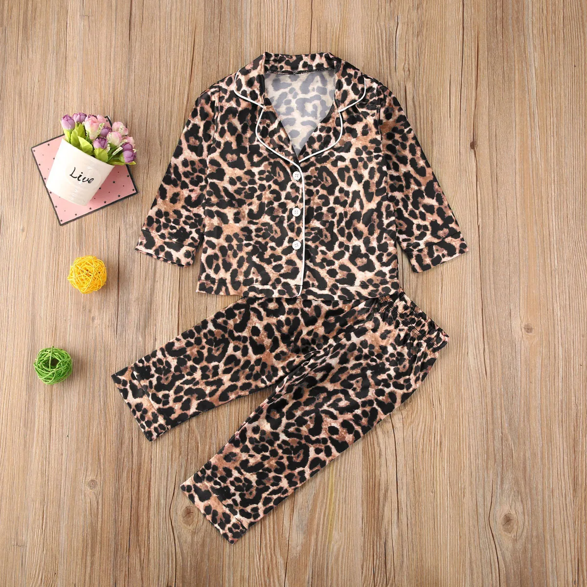 2020 Moda Leopard Băieți Fete Seturi de Pijama cu Maneci Scurte/Topuri cu Maneci Lungi+Pantaloni/Pantaloni de Vară de îmbrăcăminte de noapte Set 2 buc 0-6 ani