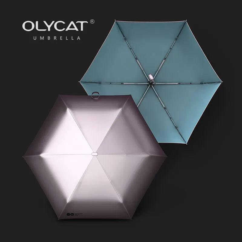 OLYCAT Automată Apartament 3 Pliere Umbrela Drăguț Ploaie Femei Fete Anti-UV Umbrelă de soare 6K de Călătorie Portabil Soare și ploaie