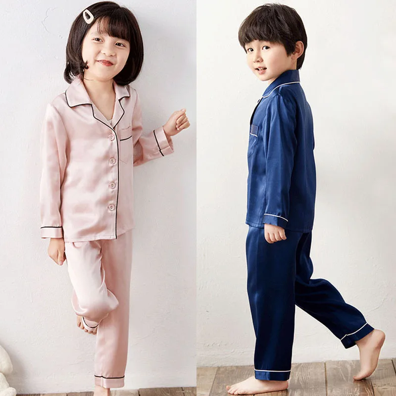 CAVME de Matase Pijama Seturi pentru Mama Tata Copii, Băiat, Fată de Mătase Real Sleepwear Homeclothes 2 Piecs Seturi PLUS DIMENSIUNE