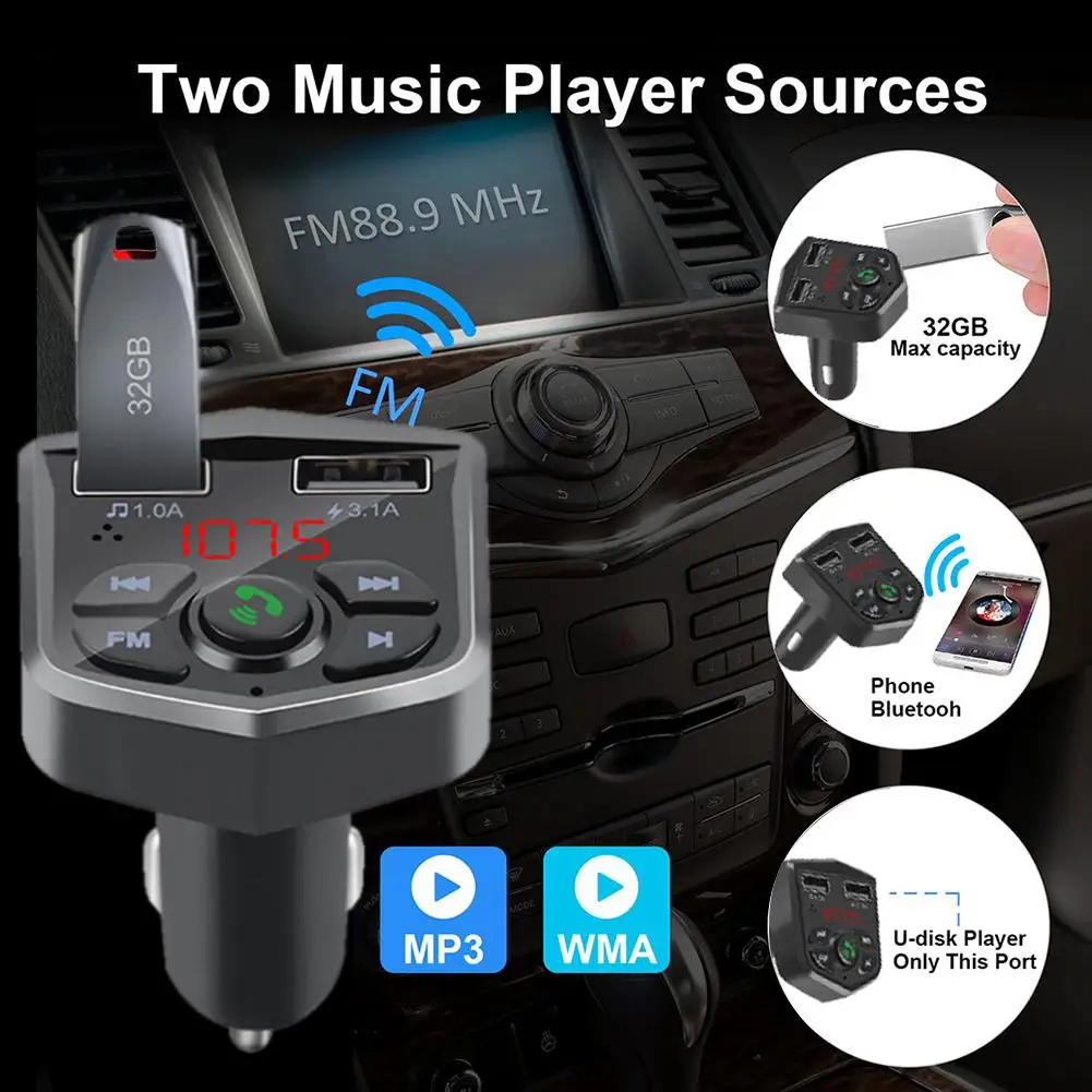 Bluetooth Car MP3 Player Auto FM Transmitter Cu Dual USB Încărcător Rapid de mașină Bluetooth Player Bluetooth V5.0 Versiune