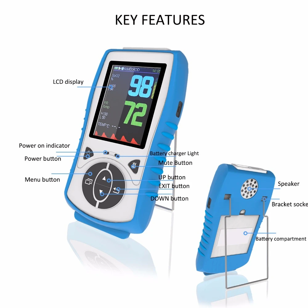 Adult Senzori Pulsoximetru Portabil Cu Sonda de Temperatura de Oxigen din Sange Monitor,LCD 2.8,Puls Sânge Oximetro CE Aprobare
