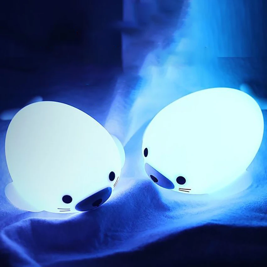 Desen animat Animale de Etanșare Veioza Silicon Lampă de Economisire a Energiei plin de culoare LED Lumina de Noapte Noptiera Dormitor, Camera de zi Decorative