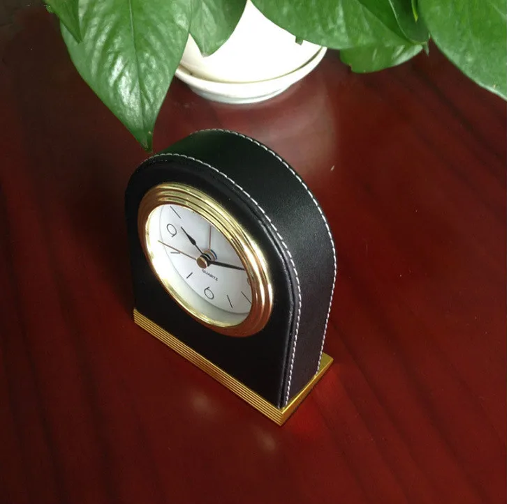 Camera de Hotel din piele ceas deșteptător dormitor noptieră veioză mut creative multi-funcția de alarmă desktop ceas de Birou ceas cu alarmă