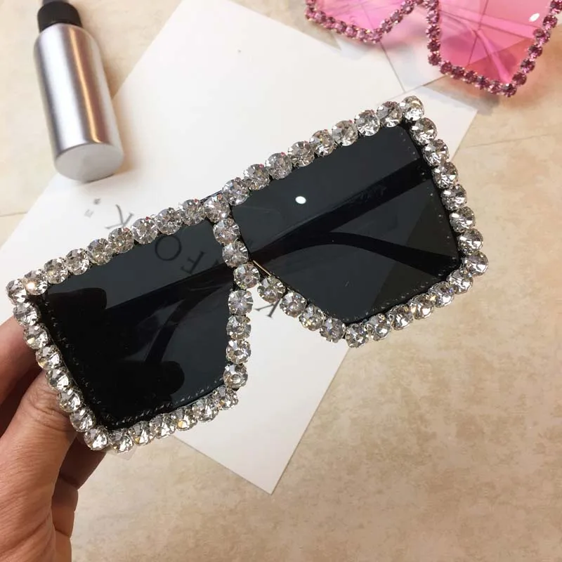 Moda Mare Cristal De Diamant Ochelari De Soare Pentru Femei Brand De Lux Geometrică Pătrat Ochelari Oculos De Grau Feminino Ochelari De Nuante