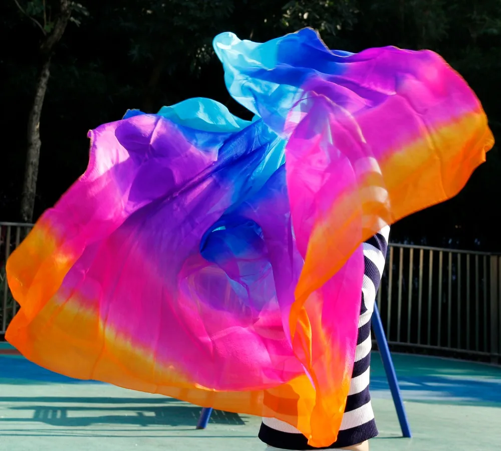2018 design mătase naturală belly dance voal, ieftine de dans voaluri,tari perut kostum voal gros 250*114cm Portocaliu Solid 5 culoare