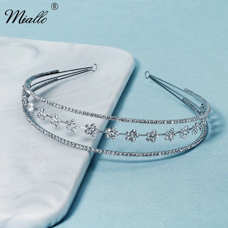 Miallo Moda Stras Benzi pentru Femei Bentițe de Păr Accesorii de Argint de Culoare de Nunta Coroana de Mireasă Păr Bijuterii Cadou