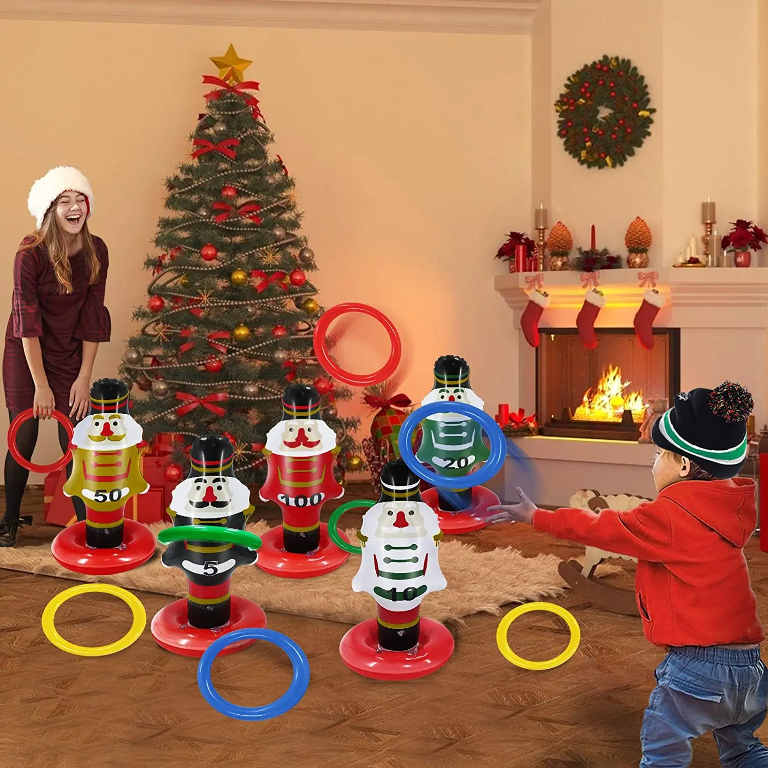 Moș Crăciun PVC Gonflabile de Crăciun, om de Zăpadă Inel Petrecere de Anul Nou Acasă Magazin, Curte, Gradina Decoratiuni ornamente de Crăciun