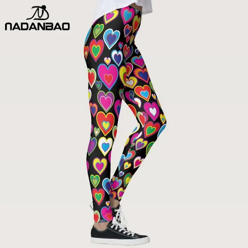 NADANBAO Femei Jambiere Pantaloni de Antrenament 3D de Imprimare Inima Sportive de Fitness Leggins Elastic Moda Sexy Slim Mijlocul Talie Pantaloni