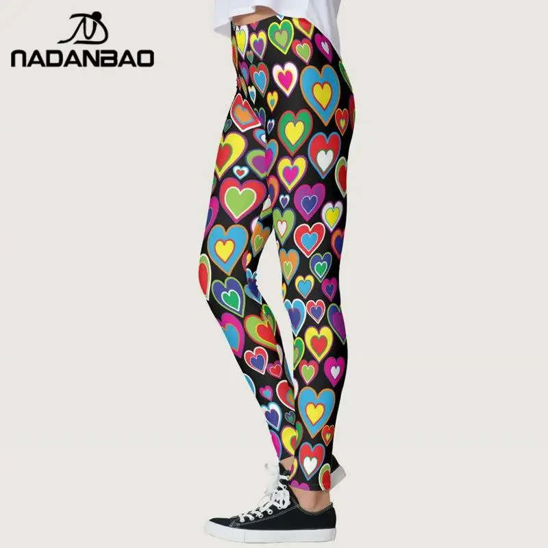 NADANBAO Femei Jambiere Pantaloni de Antrenament 3D de Imprimare Inima Sportive de Fitness Leggins Elastic Moda Sexy Slim Mijlocul Talie Pantaloni