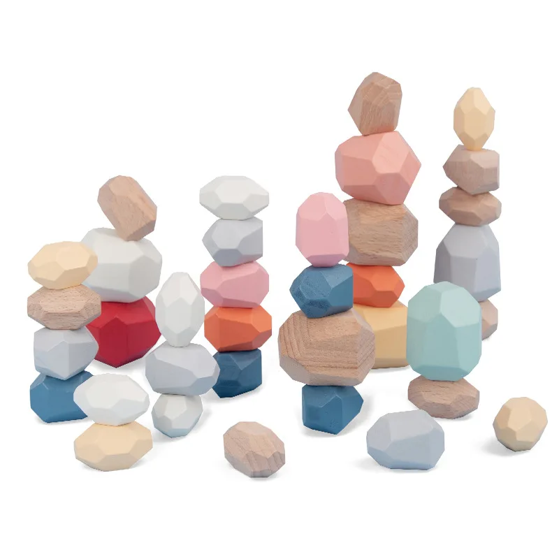 2020 Nou Stil Nordic Creative De Decorare Piatră Colorate Puzzle Gramada De Piatră De Muzică Pentru Copii Din Lemn Bloc Jucărie Set Ornament
