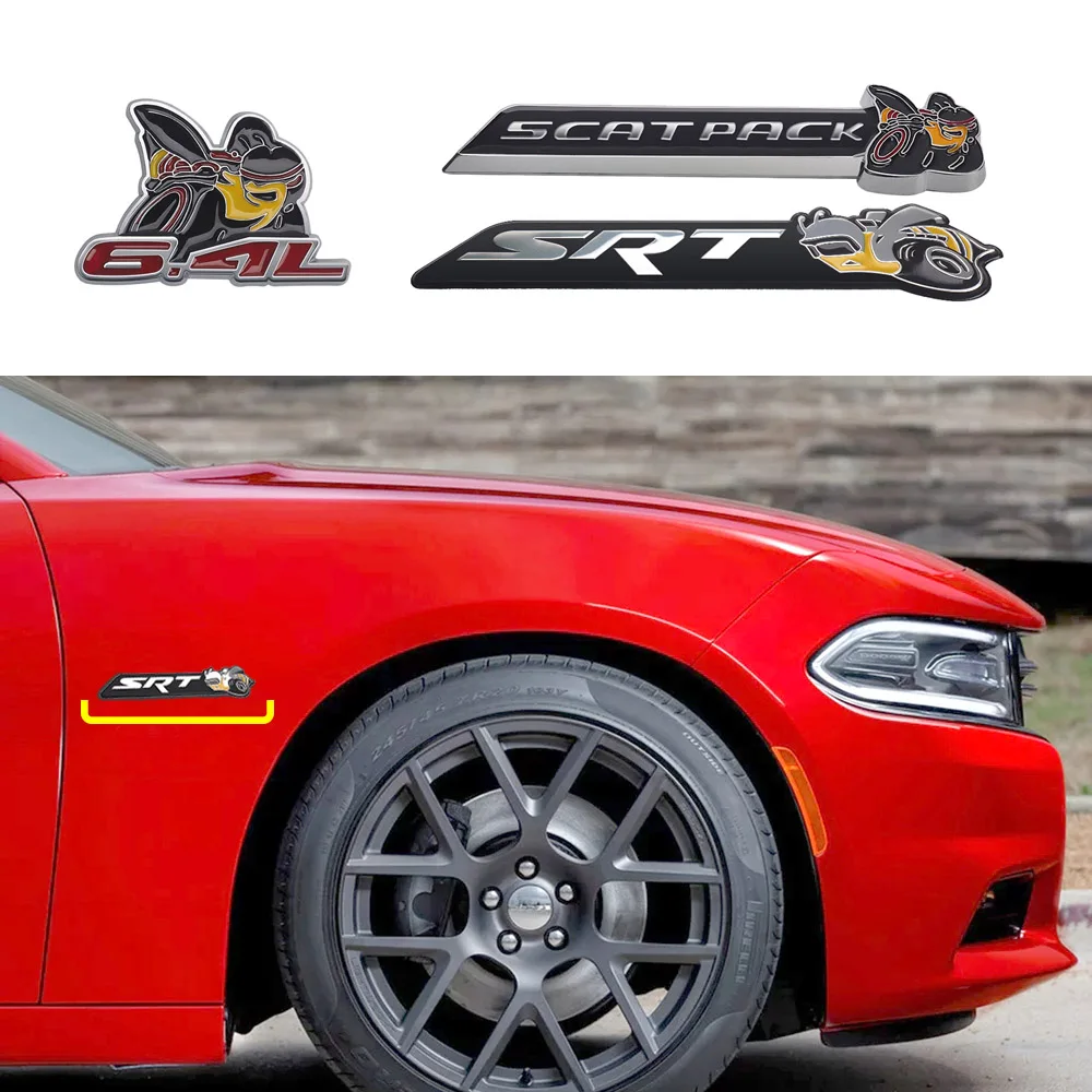 Metal 3D 6.4 L SRT SCATPACK Super Bee Insigna Emblema Autocolant Pentru JEEP, Dodge, Chrysler, Chevrolet, GMC Portbagaj Partea Corpului de Tuning Auto