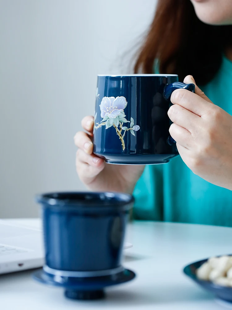 Creative cana din ceramica cu capac filtru ceașcă de ceai simplu birou acasă apă potabilă 450ML