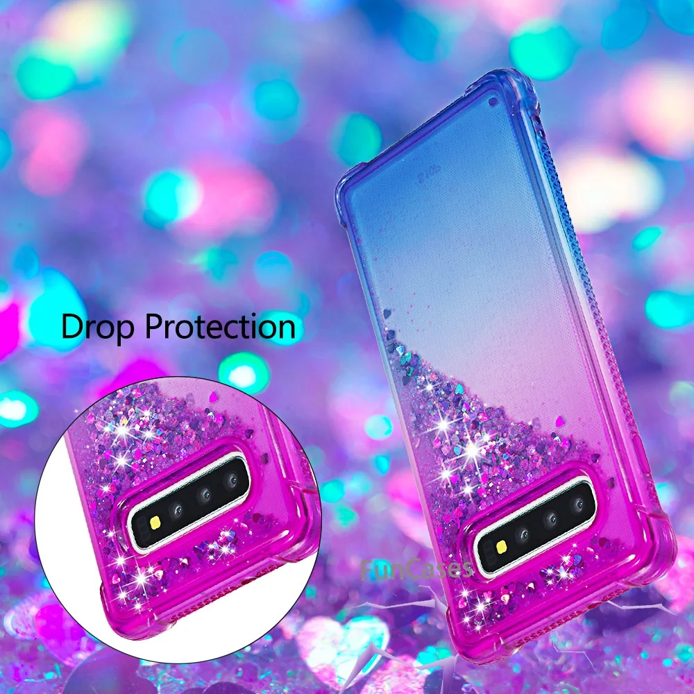 Pentru Samsung Galaxy S10+ S10 Plus De Lux Diamant Nisipuri Mișcătoare Caz Bling Sequin Greu Înapoi Lichid De Acoperire Pentru Samsung S10 Plus