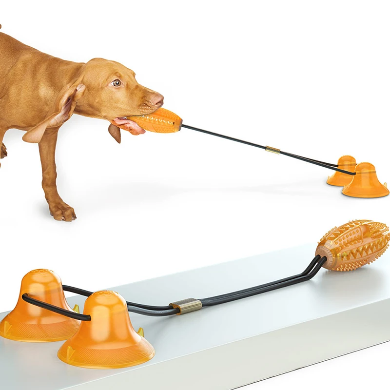 Câinele Molar Musca Jucărie Multifuncțională animale de Companie, Jucării de ros, Dublu ventuza Câine Trage Mingea pentru Câini de Curățare Dinte Distribuitor produse Alimentare