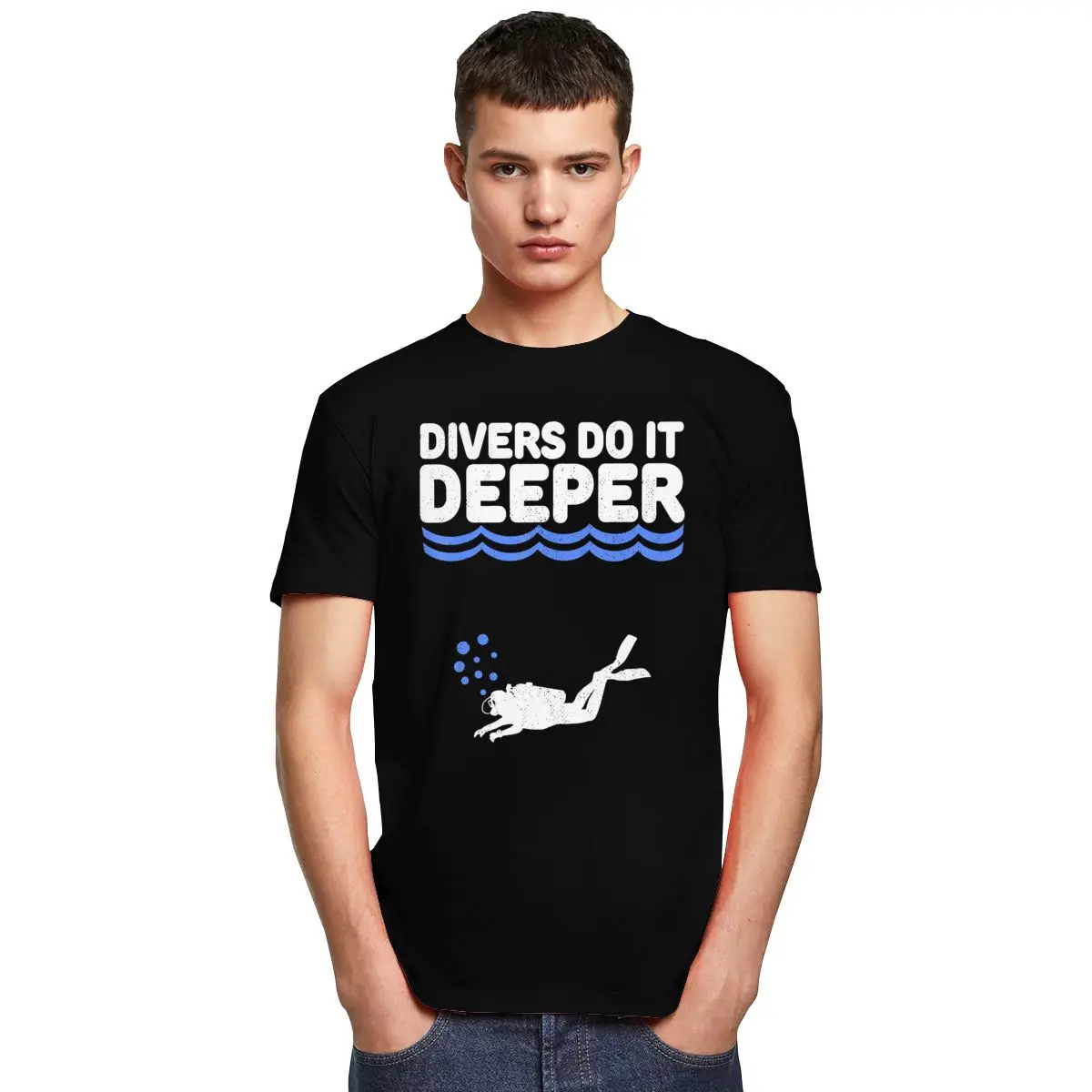 Unic Scuba Diving Tee Topuri pentru Bărbați Mâneci Scurte Scafandri Face mai Adânc Aventură Subacvatică T-shirt Bumbac se arunca cu capul T shirt Îmbrăcăminte