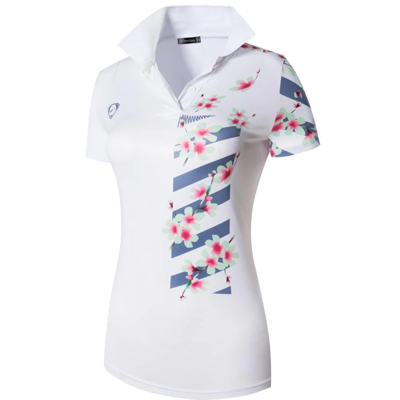 Jeansian Femei Casual Designer cu Maneci Scurte T-Shirt, Tee Shirt Tricou de Golf, de Tenis, de Badminton SWT290 Alb