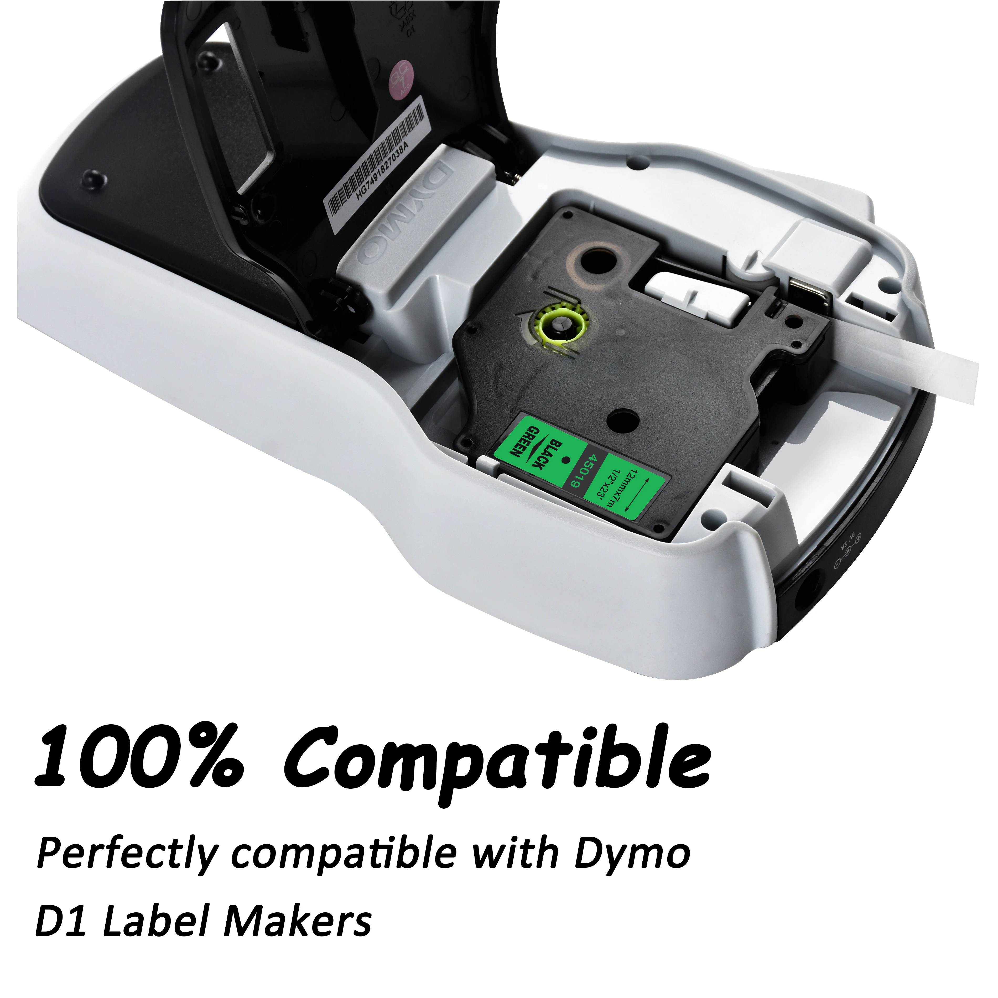 CIDY Dymo D1 45019 compatibil pentru DYMO D1 Eticheta Tapes 12mm black on green Label Maker Potrivit Label Manager 210 450 LM160
