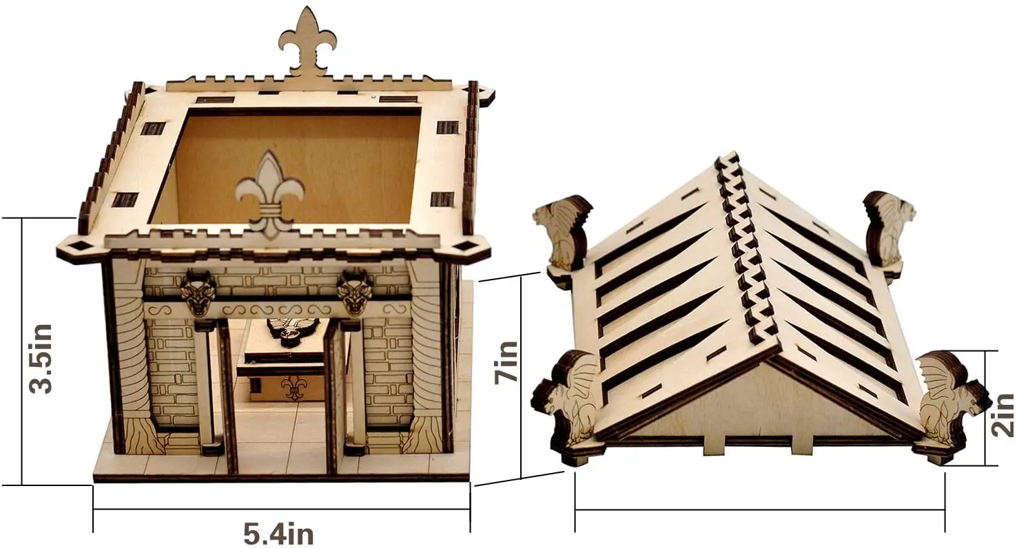 D&D Mausoleu in Miniatura, cu pietre de mormânt cu Sarcofag din Lemn Tăiat cu Laser Fantezie Cimitir Teren 28mm Scară Cimitir Peisaj
