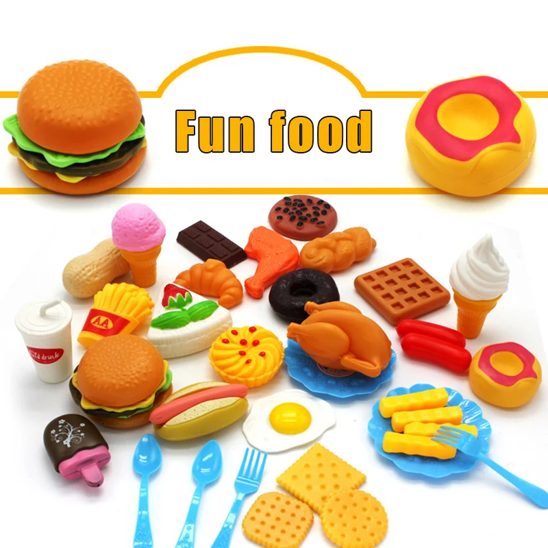 34 BUC Distractiv de a Juca Set de Alimente pentru Copii de Gatit Bucatarie de Jucarie pentru Copii Mulțime Casă de Joacă AN88