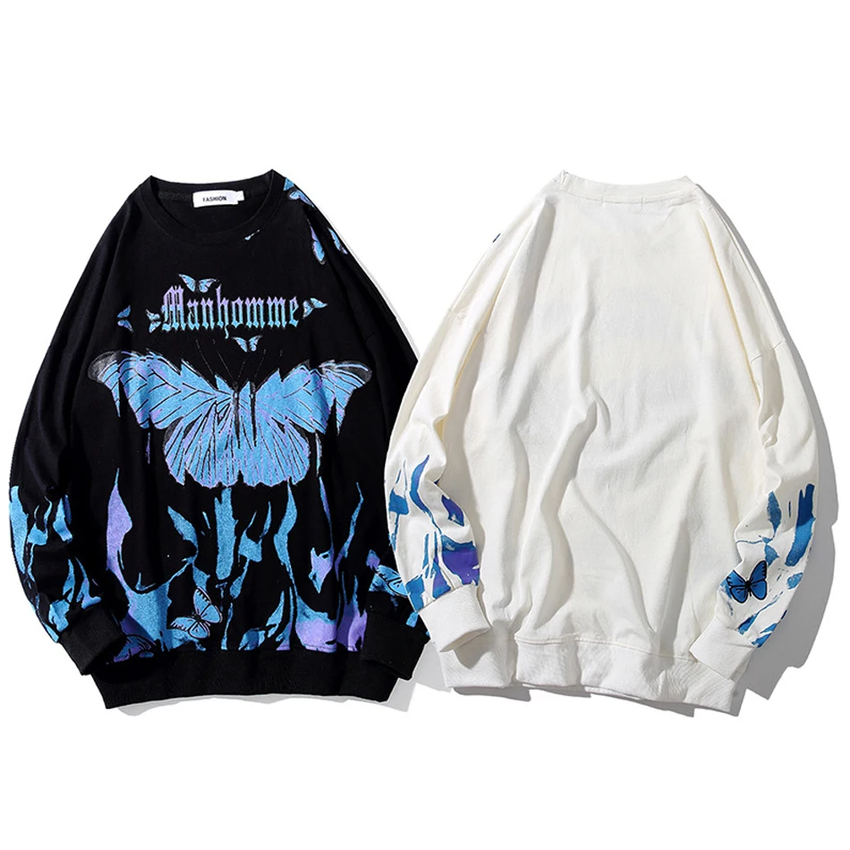 Toamna Primavara Barbati Fluture Flacără de Foc Print Hoodie Sweatshrit Streetwear Hip Hop Pulover Casual Harajuku Hipster Topuri 5XL