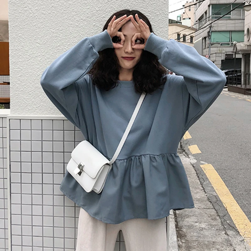 4 Culori Volane Hanorace Hanorac Coreean Liber Hoodies Femei Supradimensionat Pulover Cu Maneca Lunga De Toamna Tricoul Harajuku Sus Complet