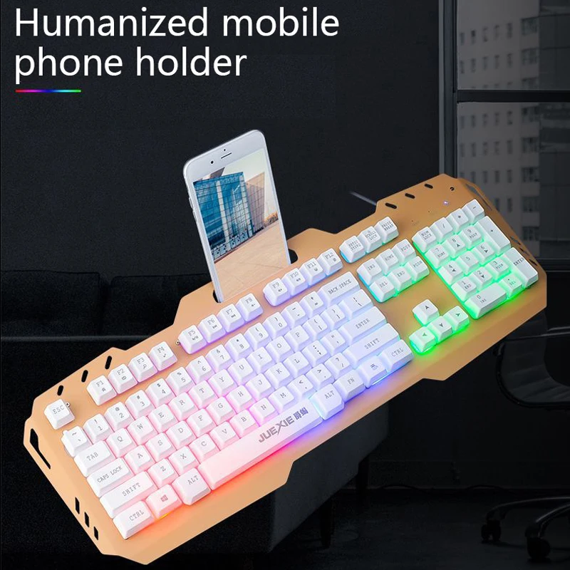 AYANJIN Suport de Telefon cu Fir Tastatura Iluminata Backlit Gamger Gaming Keyboard Pentru Mac Notebook Laptop, Desktop PC, Office Tastatura
