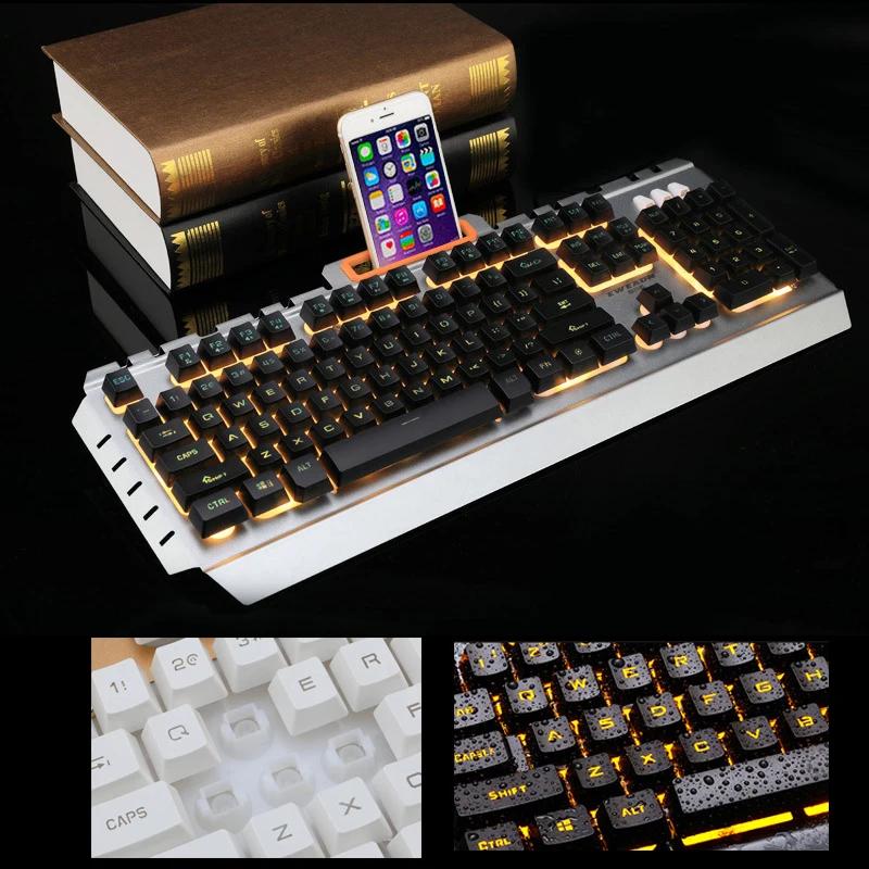 AYANJIN Suport de Telefon cu Fir Tastatura Iluminata Backlit Gamger Gaming Keyboard Pentru Mac Notebook Laptop, Desktop PC, Office Tastatura