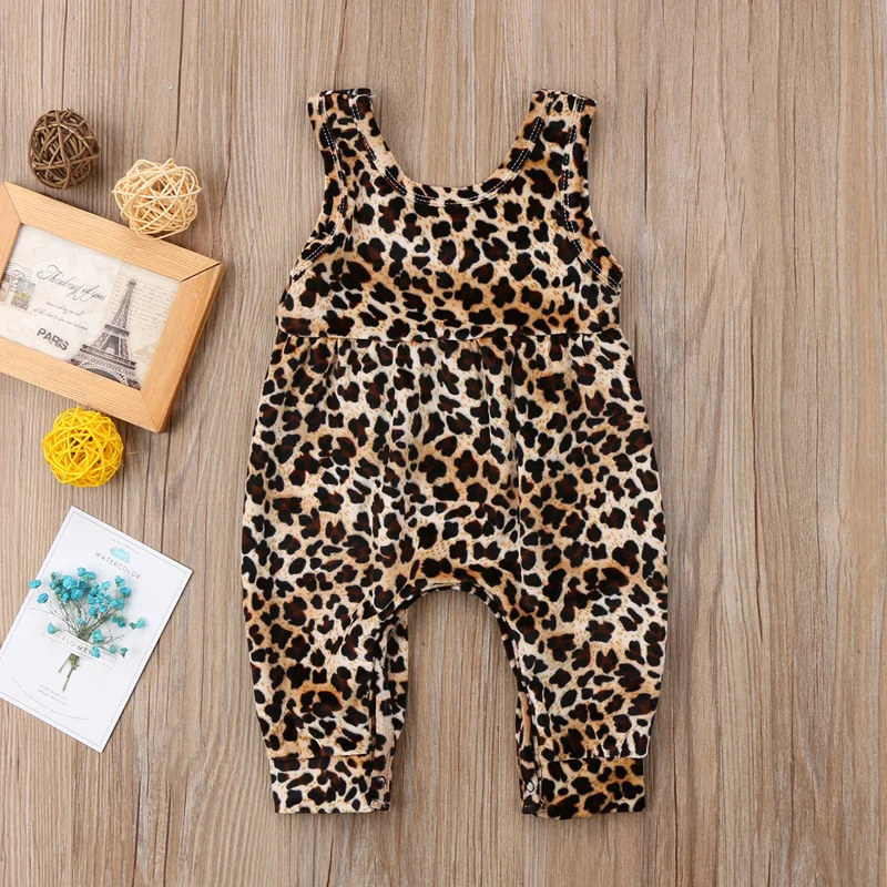 Noi Casual Copil Nou-Născut Fete Haine De Imprimare Leopard Vesta Romper Harem Salopeta, Costume De Haine De Vară