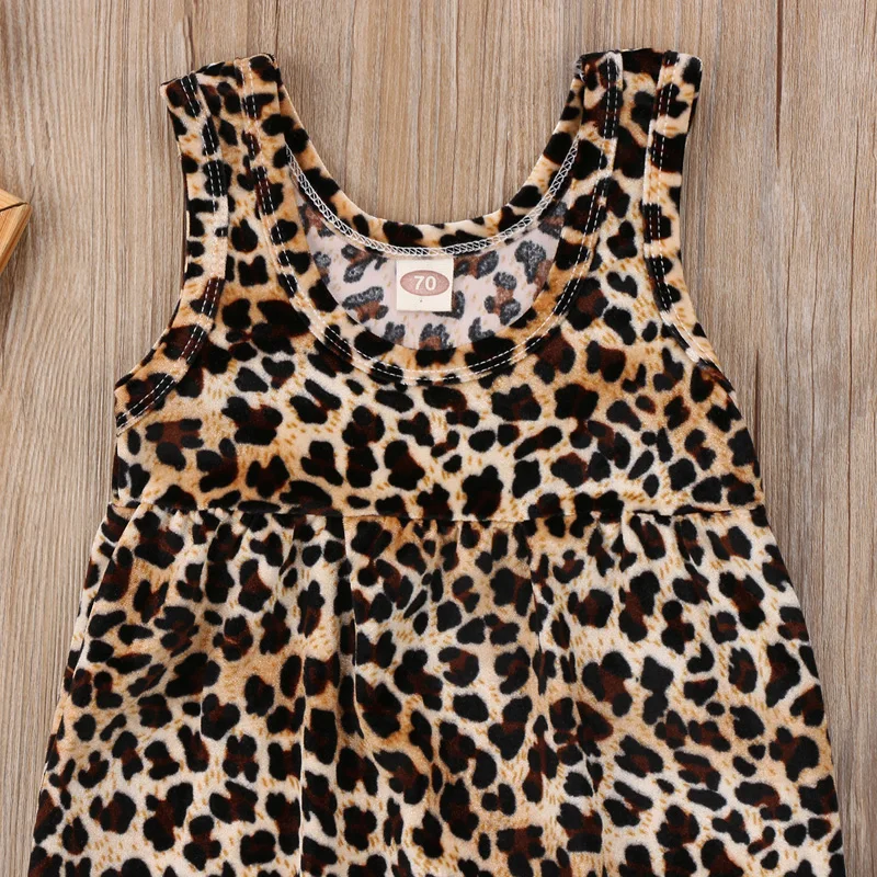 Noi Casual Copil Nou-Născut Fete Haine De Imprimare Leopard Vesta Romper Harem Salopeta, Costume De Haine De Vară