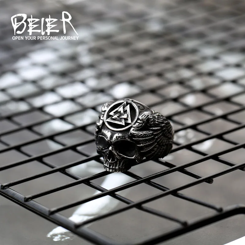 Beier rău hip hop cap de craniu cu viking design signet inel din otel inoxidabil barbati om greu de bijuterii pentru cadou LR734