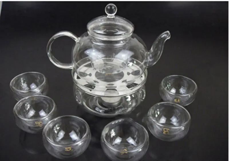 1Set Gaiwan Set de Ceai Cu 6 Cupe 600ml Pahar de Ceai Fierbinte cu Perete Dublu Made In China ceainic Cadou
