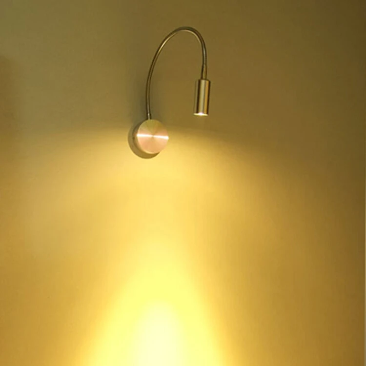 Argint Furtun Flexibil LED Lampă de Perete Modernă 3W Brat Flexibil Lumina Lămpii de pe Noptieră Lumina Citire a Studia Pictura Perete de Iluminat
