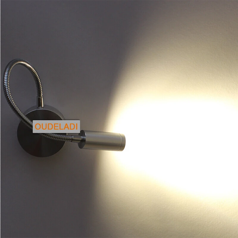 Argint Furtun Flexibil LED Lampă de Perete Modernă 3W Brat Flexibil Lumina Lămpii de pe Noptieră Lumina Citire a Studia Pictura Perete de Iluminat