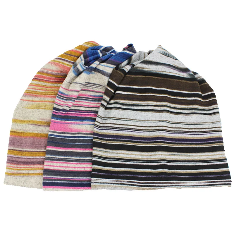 LOVINGSHA Toamna Iarna Femei Subțire Chelioși Căciuli de Design cu Dungi Pălării Pentru Bărbați Moda Feminino Multifuncțional Eșarfă HT109