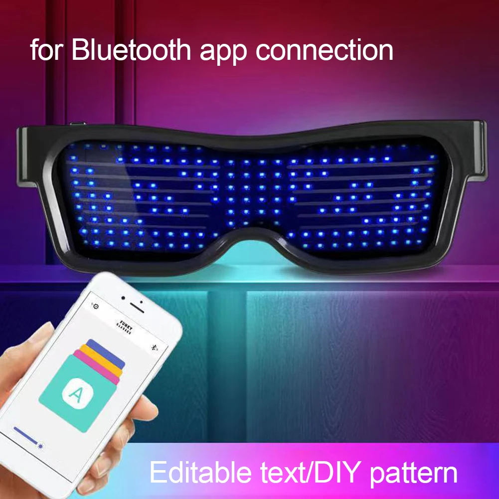 Intermitent Ochelari Bluetooth Aplicație de Control de Text Editabil DIY USB Ochelari cu LED-uri de Lumină Strălucitoare Festival Petrecere Glow ochelari de Soare