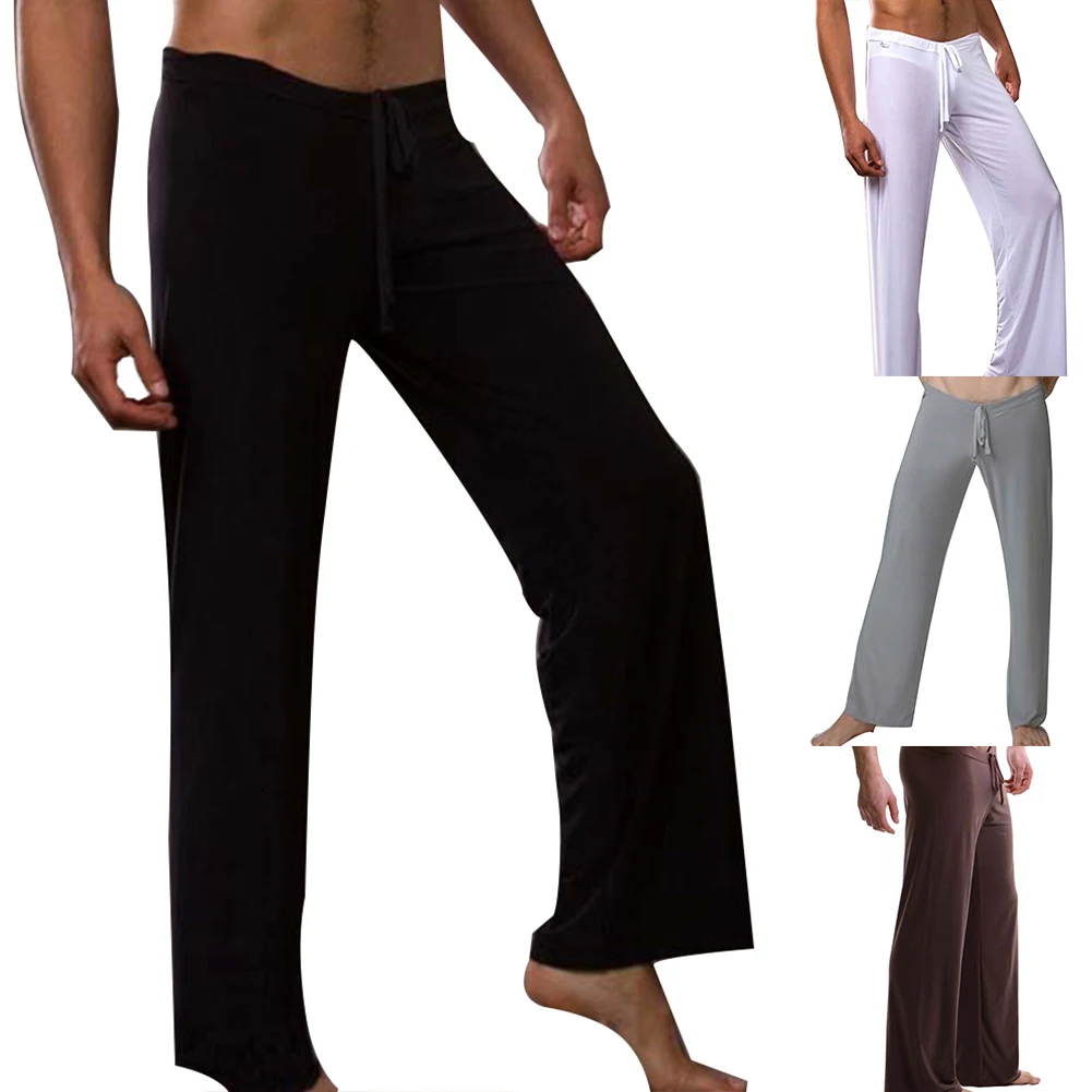 Casual Barbati Culoare Solidă Cordon Homewear Yoga Pantaloni Largi De Pijama Pantaloni
