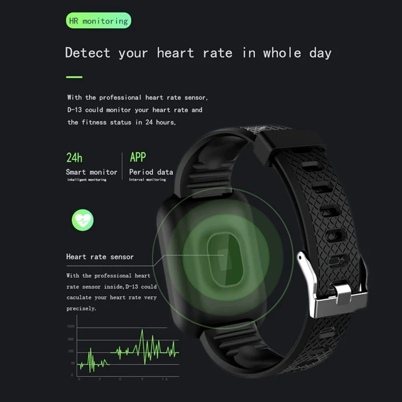 D13 Ceas Inteligent Heart Rate Monitor de Presiune sanguina Fitness Tracker Ceas IP67 rezistent la apa Sport Inteligent Bratara