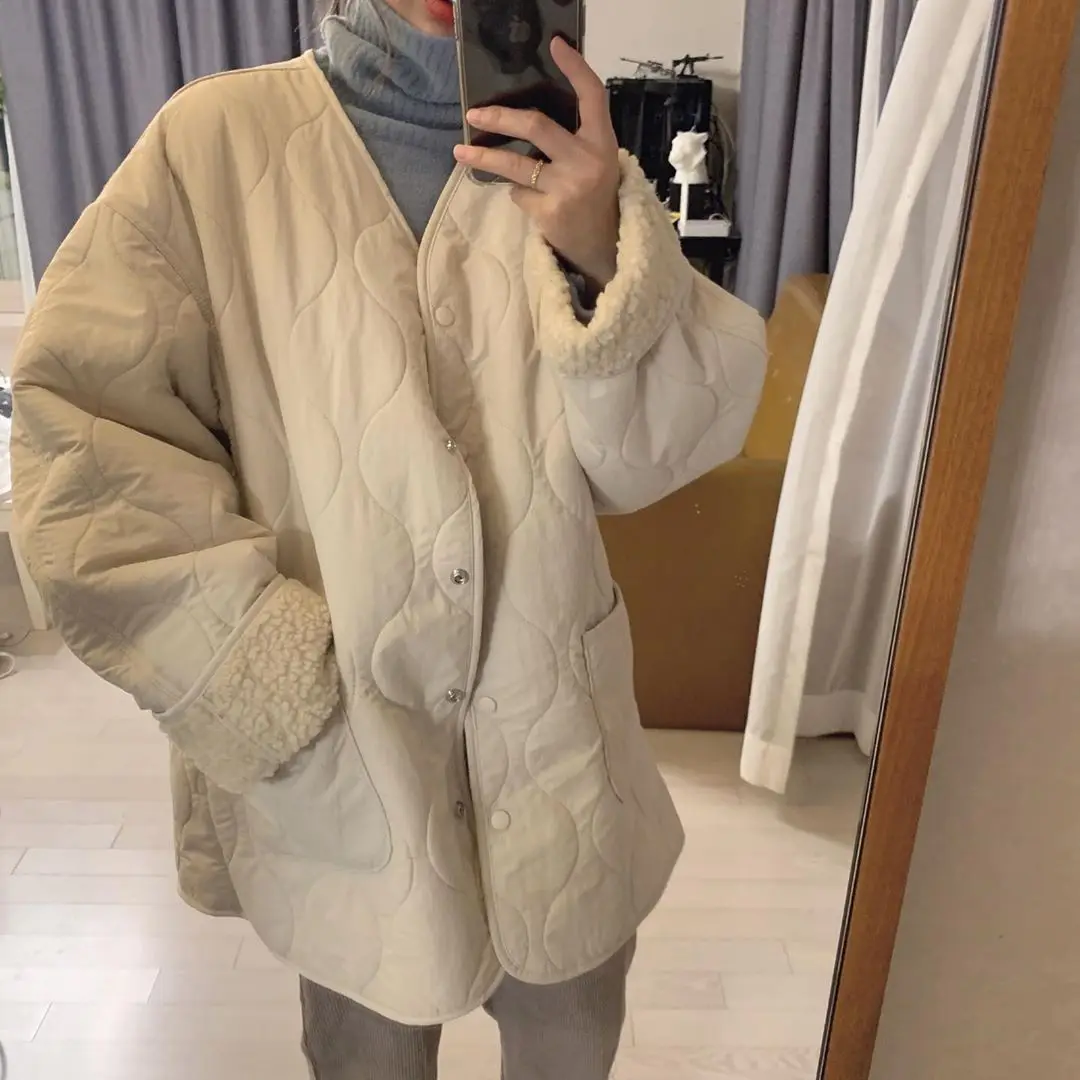 Alien Kitty Geaca de Iarna Femei Haină Călduroasă 2019 Nou Stil Moda coreeană Bumbac Căptușit Faux Miel captuseala Liber Casual Femei Parka